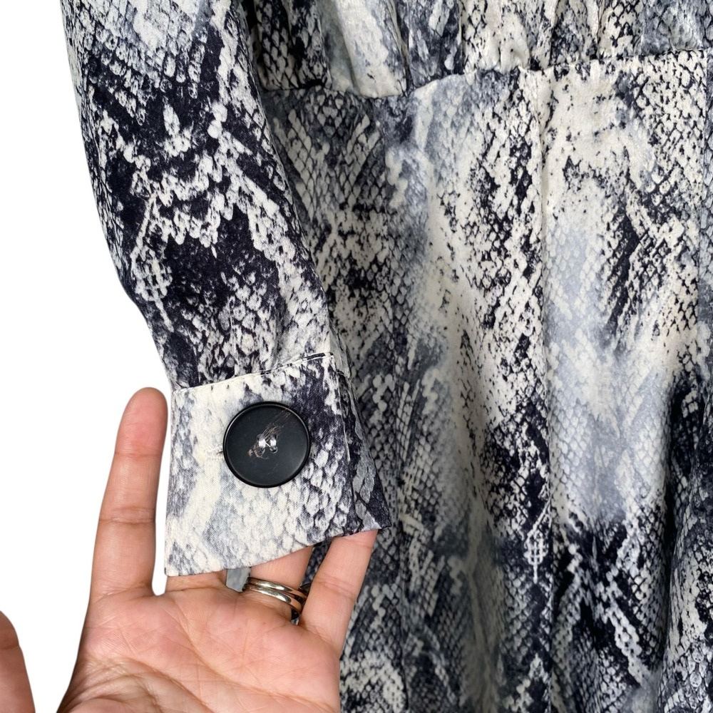 Zara Basic Snake Print Button Down Mini Dress Lon… - image 7